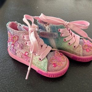 LelliKelly toddler girl butterfly sparkle hi top sneakers worn once sz: 22